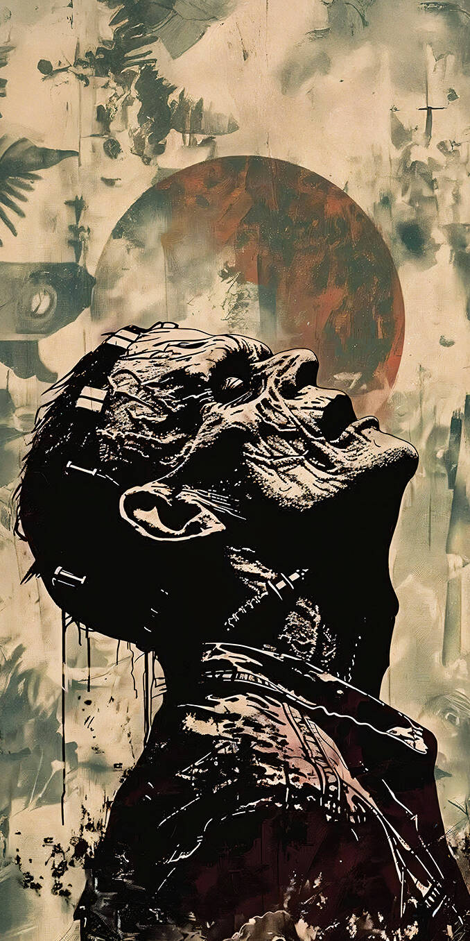 A powerful, high-contrast graphic image of Frankenstein's monster (the Creature), looking upwards against a looming red moon. This dark, intense design captures the gothic horror and tragedy of Victor Frankenstein's creation, providing a dramatic backdrop for classic horror fans and those who love dark, expressive aesthetics. Optimized for iPhone, Android, and striking on AMOLED displays. | aesthetic movie gothic horror movie scene movies movie characters frankenstein movie character ascent A powerful, high-contrast graphic image of Frankenstein's monster (the Creature), looking upwards against a looming red moon. This dark, intense design captures the gothic horror and tragedy of Victor Frankenstein's creation, providing a dramatic backdrop for classic horror fans and those who love dark, expressive aesthetics. Optimized for iPhone, Android, and striking on AMOLED displays.