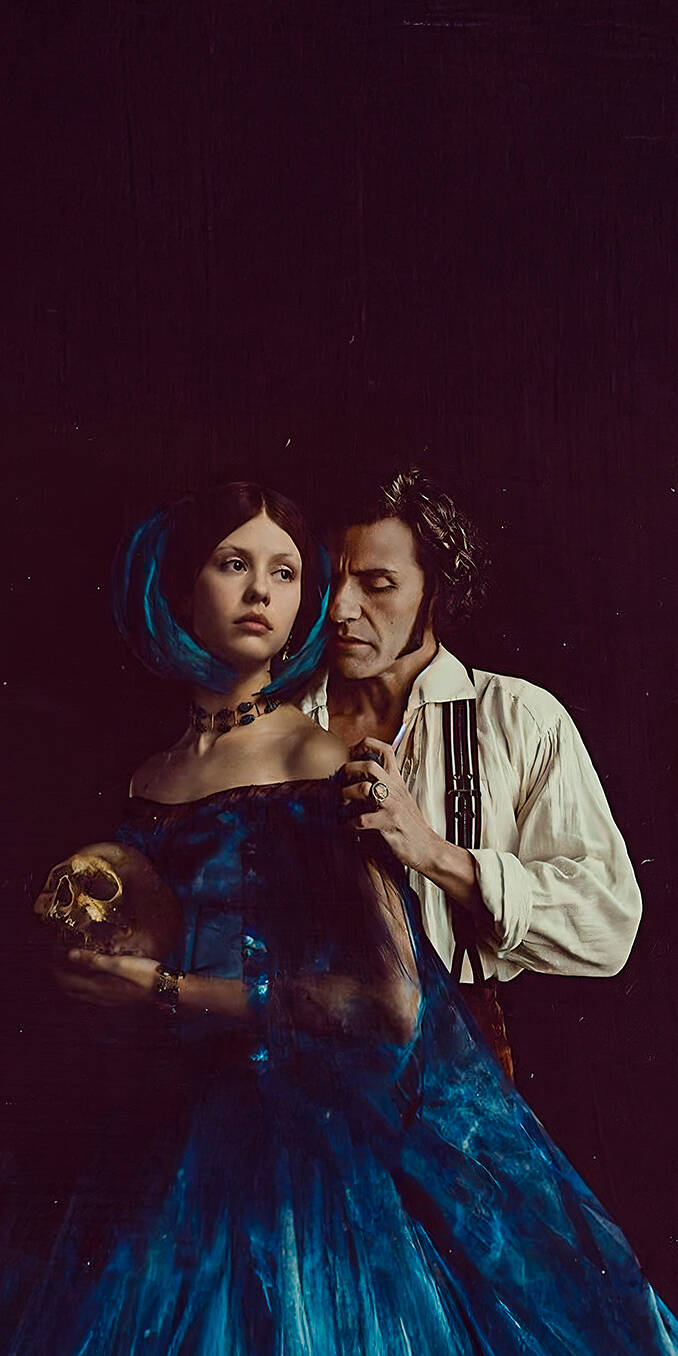 A dramatic promotional portrait for Guillermo del Toro's Frankenstein (2025, Netflix), featuring Oscar Isaac as Victor Frankenstein and Mia Goth as Elizabeth Lavenza. The image features Mia Goth holding a skull, a memento mori (a reminder of mortality), which reflects the dark, gothic themes of the novel and film. Perfect for fans of classic horror, dramatic aesthetics, and a bold, high-contrast home screen. Works beautifully on iPhone, Android, and AMOLED displays. | movie elizabeth movie scene movies movie characters memento mori frankenstein movie character Victor Frankenstein Guillermo del Toro A dramatic promotional portrait for Guillermo del Toro's Frankenstein (2025, Netflix), featuring Oscar Isaac as Victor Frankenstein and Mia Goth as Elizabeth Lavenza. The image features Mia Goth holding a skull, a memento mori (a reminder of mortality), which reflects the dark, gothic themes of the novel and film. Perfect for fans of classic horror, dramatic aesthetics, and a bold, high-contrast home screen. Works beautifully on iPhone, Android, and AMOLED displays.