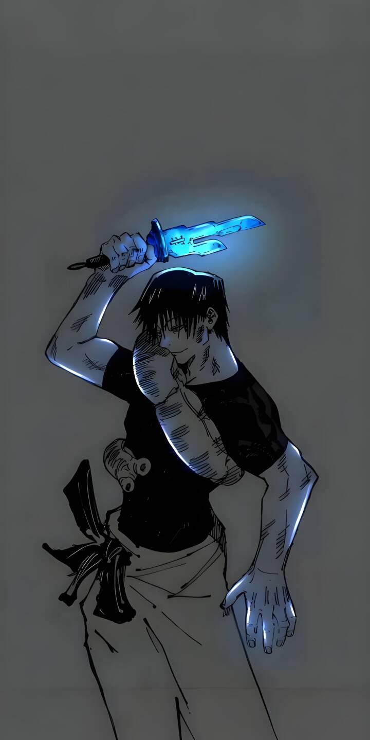 Download this Toji Fushiguro 4K wallpaper for your iPhone, showcasing him wielding a glowing blue cursed tool. This striking wallpaper captures his muscular physique and the detailed rope knot on his side. | aesthetic anime manga 4k iphone hd wallpaper action cool mobile live wallpaper assassin supernatural antagonist 4k wallpaper hd wallpaper blue glow high contrast japanese animation cursed tool heavenly restriction sorcerer killer Inverted Spear of Heaven jujutsu kaisen jjk toji fushiguro zenin clan Download this Toji Fushiguro 4K wallpaper for your iPhone, showcasing him wielding a glowing blue cursed tool. This striking wallpaper captures his muscular physique and the detailed rope knot on his side.