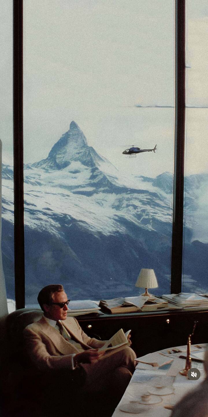 Download this James Bond 4K wallpaper for your iPhone, showcasing him reading by the desk. A helicopter and the snow covered mountains are visible outside the large window, making this wallpaper a visually stunning choice. | aesthetic snow mountain travel 4k iphone rich luxury desk spy reading james bond agent mobile helicopter class 007 4k wallpaper hd wallpaper luxury lifestyle sean connery snowy mountain agent 007 matterhorn Swiss Alps Luxury Estate mid-century modern secret agent Winter Mountain old money Download this James Bond 4K wallpaper for your iPhone, showcasing him reading by the desk. A helicopter and the snow covered mountains are visible outside the large window, making this wallpaper a visually stunning choice.
