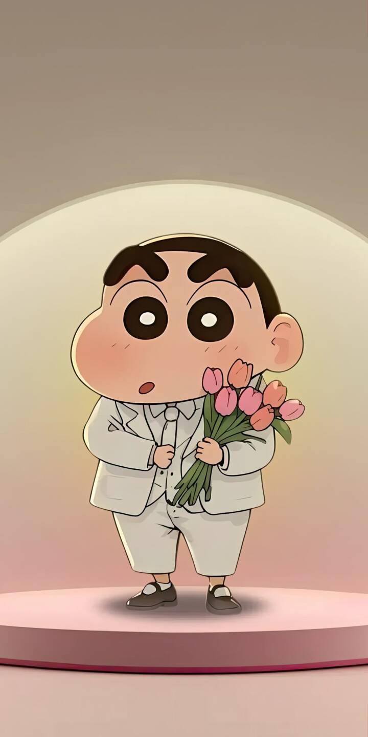 Download this charming Shinchan 4K wallpaper for your iPhone, showcasing the beloved character in a full white suit, holding a bouquet of tulips. This delightful wallpaper captures Shinchan's innocent surprise with his round eyes and small, laced shoes. | cartoon anime iphone character white suit shinchan animation mobile tulips 4k wallpaper hd wallpaper laced shoes Download this charming Shinchan 4K wallpaper for your iPhone, showcasing the beloved character in a full white suit, holding a bouquet of tulips. This delightful wallpaper captures Shinchan's innocent surprise with his round eyes and small, laced shoes.