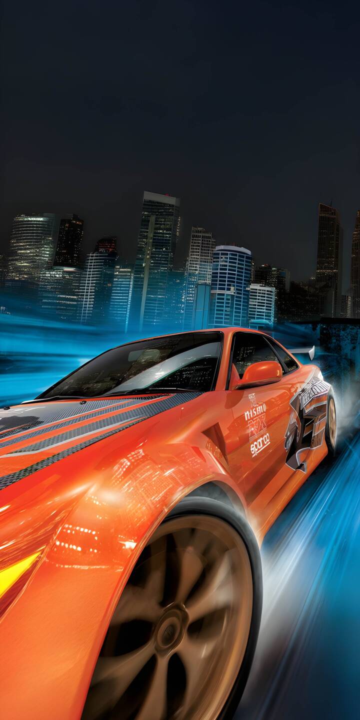 Download this Nissan Skyline 4K wallpaper for your iPhone and showcase a vibrant orange sports car. The wallpaper highlights the car's carbon-fiber hood and blurred motion against a city skyline. | car sports car iphone racing nissan skyline mobile orange car 4k wallpaper hd wallpaper cityscape jdm nismo Download this Nissan Skyline 4K wallpaper for your iPhone and showcase a vibrant orange sports car. The wallpaper highlights the car's carbon-fiber hood and blurred motion against a city skyline.