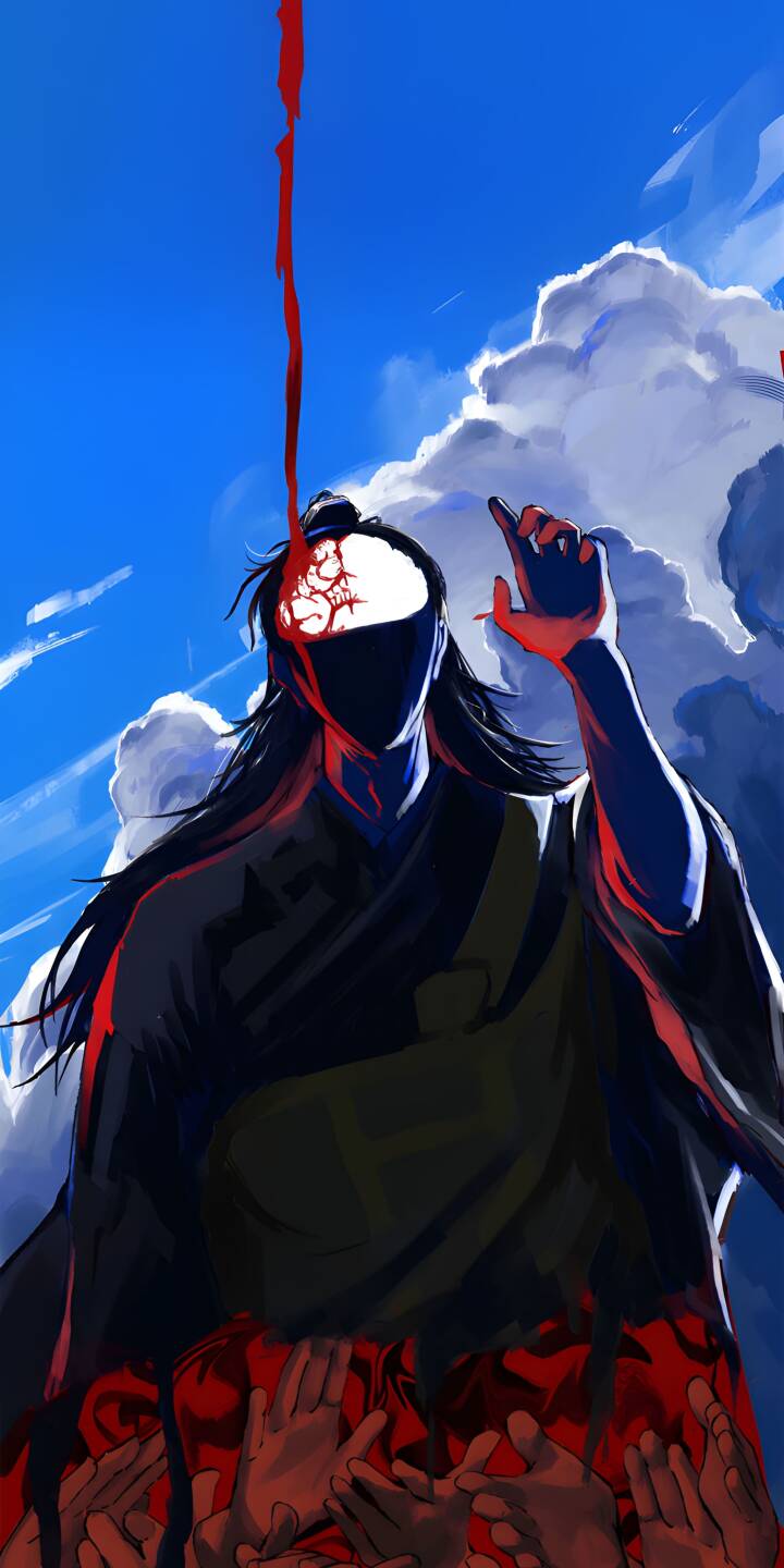 Download this Gojo Satoru 4K wallpaper for your iPhone, showcasing a striking illustration against a bright blue sky with wispy clouds. This detailed wallpaper features a cascade of red liquid and a multitude of hands. | blood anime manga iphone clouds hands satoru gojo mobile 4k wallpaper hd wallpaper gojo satoru Download this Gojo Satoru 4K wallpaper for your iPhone, showcasing a striking illustration against a bright blue sky with wispy clouds. This detailed wallpaper features a cascade of red liquid and a multitude of hands.