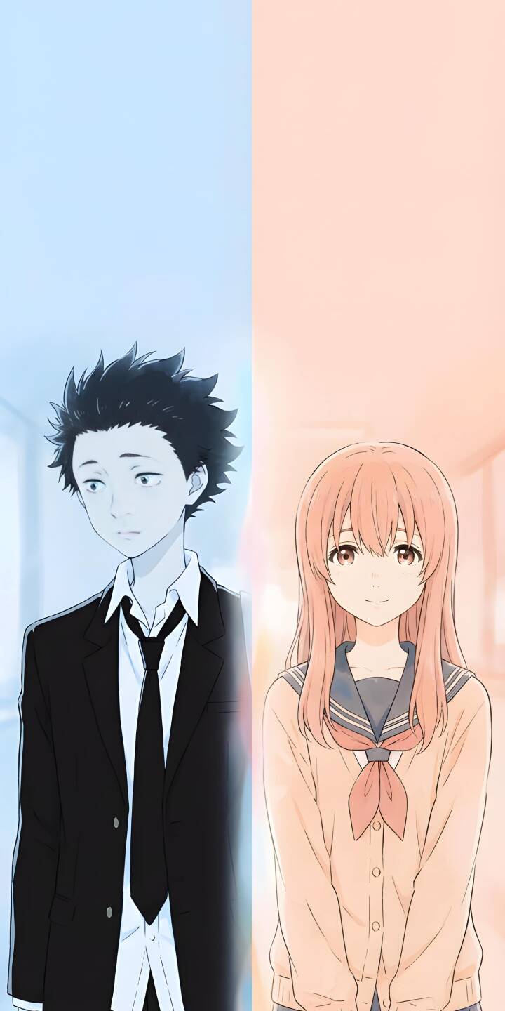 Get this amazing Shoya and Shoko 4K wallpaper for your iPhone, showcasing their unique styles against split color backgrounds. This wallpaper highlights Shoya in a sleek black suit and tie, while Shoko wears a sailor uniform with a cute bow. | anime iphone black suit mobile 4k wallpaper hd wallpaper anime wallpaper aesthetic wallpaper sailor uniform shoya shoko a silent voice Get this amazing Shoya and Shoko 4K wallpaper for your iPhone, showcasing their unique styles against split color backgrounds. This wallpaper highlights Shoya in a sleek black suit and tie, while Shoko wears a sailor uniform with a cute bow.