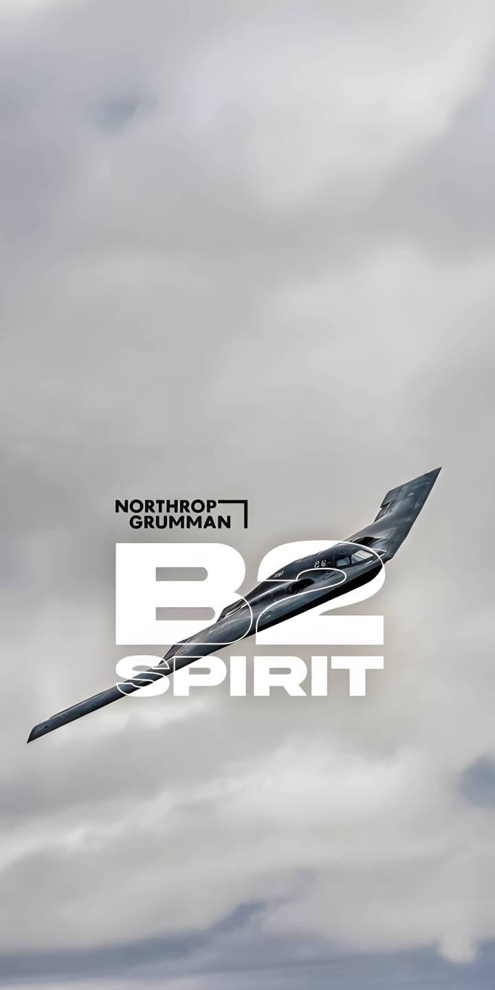 Download this amazing B-2 Spirit 4K wallpaper for your iPhone today! The stealth bomber flies through the cloudy sky, appearing sleek and powerful, with the words "Northrop Grumman B-2 Spirit" displayed. | iphone airplane mobile aircraft 4k wallpaper hd wallpaper military aviation stealth bomber b-2 spirit northrop grumman Download this amazing B-2 Spirit 4K wallpaper for your iPhone today! The stealth bomber flies through the cloudy sky, appearing sleek and powerful, with the words "Northrop Grumman B-2 Spirit" displayed.