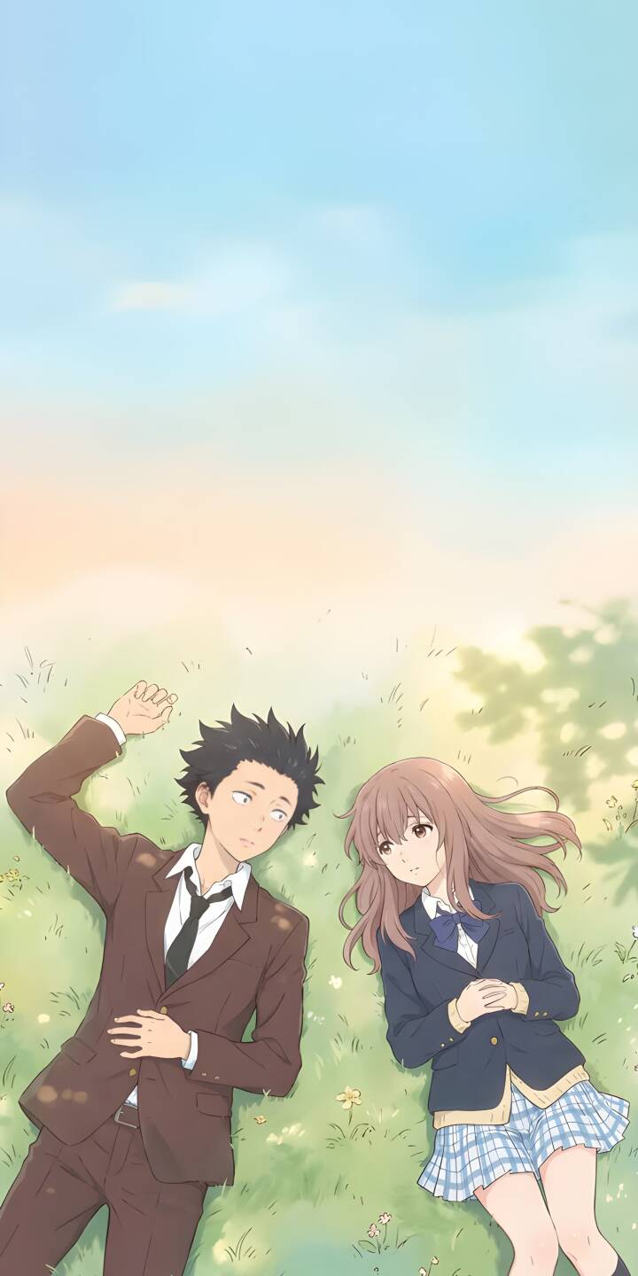 Download this stunning Shoya and Shoko 4K wallpaper for your iPhone, featuring the couple lying on a bed of grass under a clear sky with a tree in the background. This delightful wallpaper captures a serene and heartwarming moment. | cartoon anime manga animated characters iphone mobile 4k wallpaper hd wallpaper shoya shoko a silent voice Download this stunning Shoya and Shoko 4K wallpaper for your iPhone, featuring the couple lying on a bed of grass under a clear sky with a tree in the background. This delightful wallpaper captures a serene and heartwarming moment.
