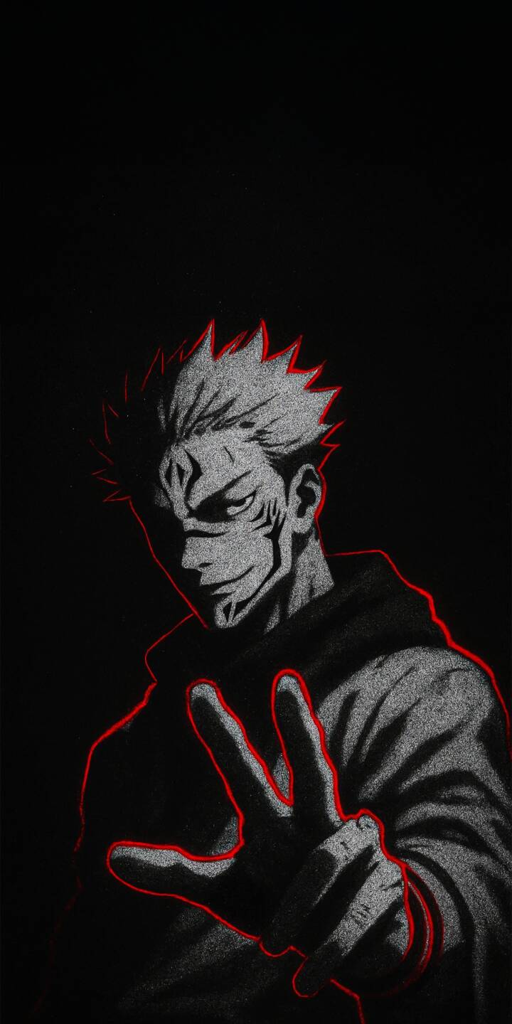 This Sukuna wallpaper for iPhone showcases a monochrome, gritty-style graphic outlined in red. This 4K wallpaper features the character's half-shaded face and the hand gesture. | anime manga iphone sukuna mobile ryomen sukuna 4k wallpaper hd wallpaper monochrome cursed spirit red outline jujutsu kaisen This Sukuna wallpaper for iPhone showcases a monochrome, gritty-style graphic outlined in red. This 4K wallpaper features the character's half-shaded face and the hand gesture.