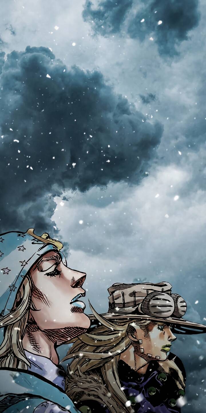 Elevate your iPhone with this stunning Johnny Joestar and Gyro Zeppeli 4K wallpaper, featuring the iconic duo under a dramatic, snowflake-filled sky. This captivating anime wallpaper perfectly showcases Johnny's serene expression and Gyro's distinct hat, offering a unique visual experience. | snow anime manga iphone jojo mobile jojos bizarre adventure 4k wallpaper hd wallpaper gyro zeppeli steel ball run johnny joestar Elevate your iPhone with this stunning Johnny Joestar and Gyro Zeppeli 4K wallpaper, featuring the iconic duo under a dramatic, snowflake-filled sky. This captivating anime wallpaper perfectly showcases Johnny's serene expression and Gyro's distinct hat, offering a unique visual experience.