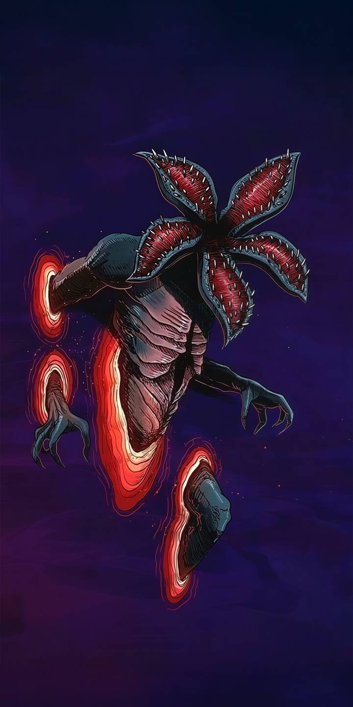 Immerse your iPhone with this terrifying Demogorgon 4K wallpaper, featuring the iconic monster from Stranger Things bursting through vibrant red dimensional portals on a dark, mysterious background. This high-resolution wallpaper perfectly captures the Demogorgon's menacing, tooth-filled head and muscular physique, making it an essential addition for fans. | netflix monster iphone stranger things scary demogorgon mobile 4k wallpaper hd wallpaper upside down fan art creature Immerse your iPhone with this terrifying Demogorgon 4K wallpaper, featuring the iconic monster from Stranger Things bursting through vibrant red dimensional portals on a dark, mysterious background. This high-resolution wallpaper perfectly captures the Demogorgon's menacing, tooth-filled head and muscular physique, making it an essential addition for fans.