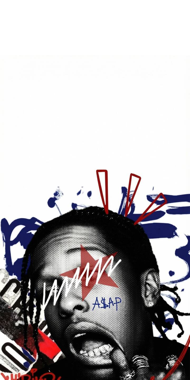Elevate your iPhone screen with this striking A$AP Rocky 4K wallpaper, showcasing his iconic style with a halftone portrait, a bold red star, and intricate grills. This vibrant wallpaper captures his artistic essence, making it a perfect choice for fans seeking a high-resolution display. | aesthetic rapper music iphone asap rocky asap hip hop mobile 4k wallpaper hd wallpaper pop art graffiti art Elevate your iPhone screen with this striking A$AP Rocky 4K wallpaper, showcasing his iconic style with a halftone portrait, a bold red star, and intricate grills. This vibrant wallpaper captures his artistic essence, making it a perfect choice for fans seeking a high-resolution display.