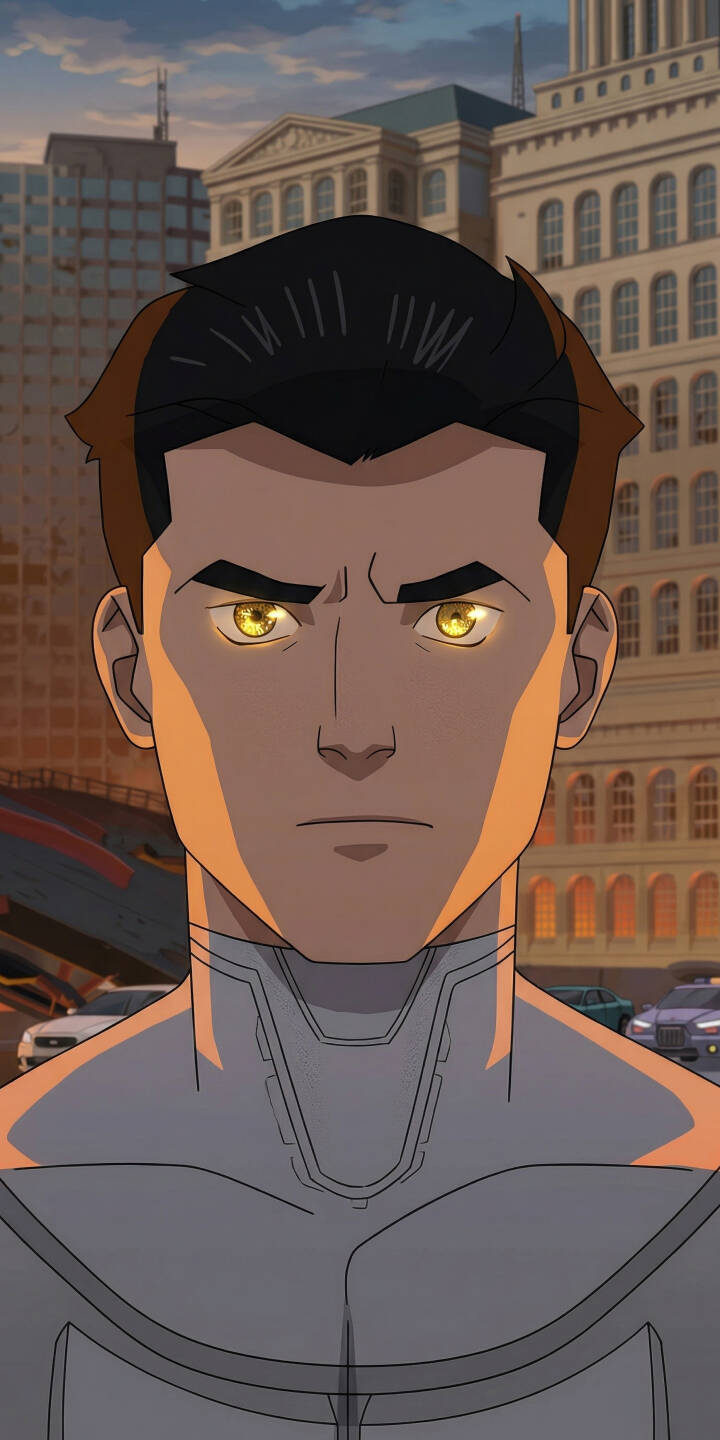 Immerse yourself in the intense gaze of Invincible (Mark Grayson) with this stunning 4K wallpaper, featuring his powerful glowing yellow eyes and iconic white superhero suit. This high-definition wallpaper is perfect for your iPhone, showcasing the hero's determined expression against a beautifully lit city backdrop. | superhero animated iphone comics invincible mobile amazon prime 4k wallpaper hd wallpaper glowing eyes viltrumite mark grayson Immerse yourself in the intense gaze of Invincible (Mark Grayson) with this stunning 4K wallpaper, featuring his powerful glowing yellow eyes and iconic white superhero suit. This high-definition wallpaper is perfect for your iPhone, showcasing the hero's determined expression against a beautifully lit city backdrop.