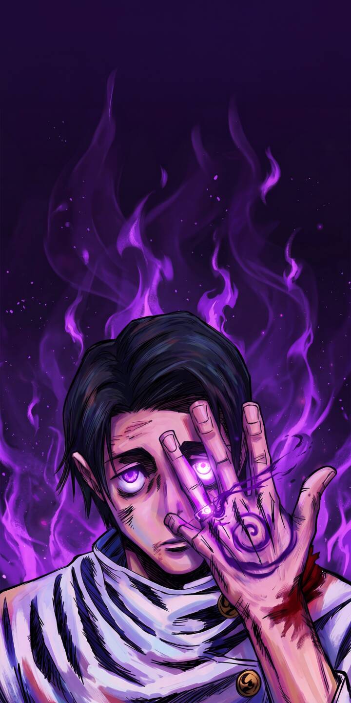 Enhance your iPhone screen with this striking Yuta Okkotsu 4K wallpaper, featuring the character with a glowing purple eye and a mysterious symbol on his hand amidst vibrant purple flames. This high-definition wallpaper captures his intense gaze and the raw power of his aura, making it a perfect mobile wallpaper for any fan. | anime manga iphone mobile 4k wallpaper hd wallpaper fanart cursed technique okkotsu jujutsu kaisen yuta okkotsu purple flames Enhance your iPhone screen with this striking Yuta Okkotsu 4K wallpaper, featuring the character with a glowing purple eye and a mysterious symbol on his hand amidst vibrant purple flames. This high-definition wallpaper captures his intense gaze and the raw power of his aura, making it a perfect mobile wallpaper for any fan.