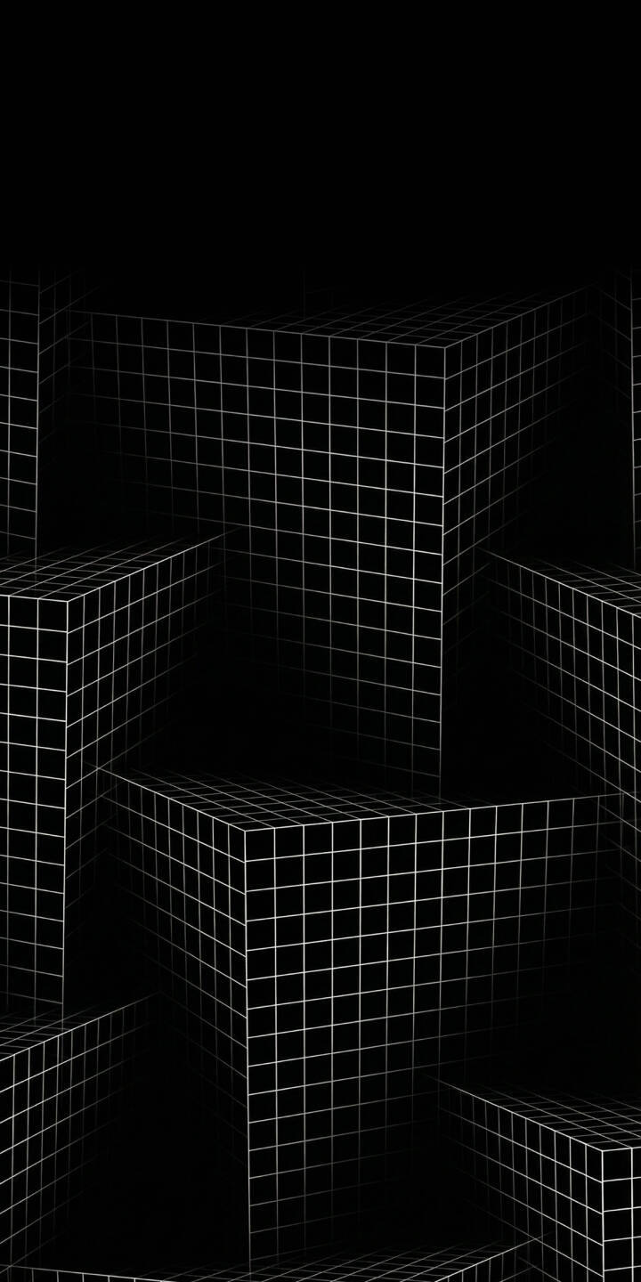 Elevate your iPhone with this stunning Abstract Grid Cubes 4K wallpaper, featuring an intricate white grid outlining dark, geometric blocks against a deep black background. This minimalist wallpaper creates a captivating illusion of depth and a futuristic aesthetic perfect for any screen. | iphone minimalist futuristic mobile 4k wallpaper hd wallpaper black wallpaper dark background grid pattern abstract grid geometric cubes 3d illusion Elevate your iPhone with this stunning Abstract Grid Cubes 4K wallpaper, featuring an intricate white grid outlining dark, geometric blocks against a deep black background. This minimalist wallpaper creates a captivating illusion of depth and a futuristic aesthetic perfect for any screen.