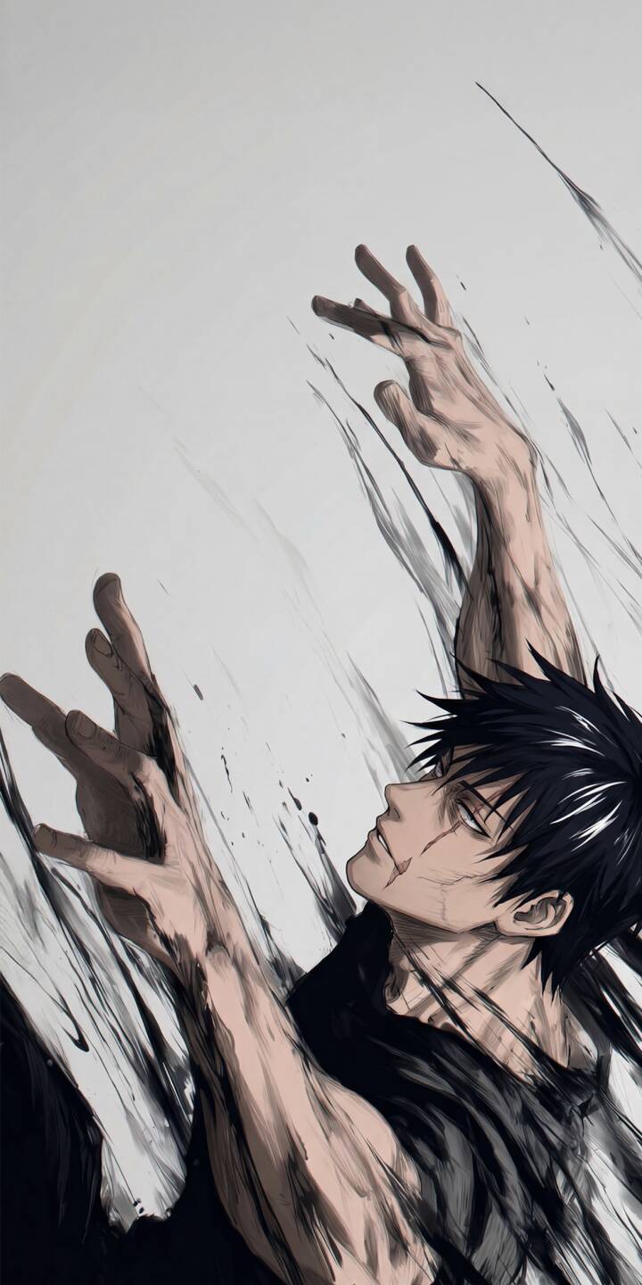 Elevate your device with this stunning Megumi Fushiguro 4K wallpaper, featuring the character with intense black spiky hair and prominent facial scars amidst dynamic black ink streaks. This captivating iPhone wallpaper perfectly captures Megumi's raw intensity, making it an essential addition for fans. | anime manga iphone mobile 4k wallpaper hd wallpaper dark aesthetic dynamic art jujutsu kaisen megumi fushiguro fushiguro Elevate your device with this stunning Megumi Fushiguro 4K wallpaper, featuring the character with intense black spiky hair and prominent facial scars amidst dynamic black ink streaks. This captivating iPhone wallpaper perfectly captures Megumi's raw intensity, making it an essential addition for fans.