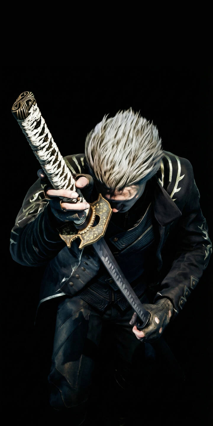 Immerse yourself in the dark elegance of this Vergil 4K wallpaper, featuring the iconic character with his striking white hair and the intricately detailed Yamato katana, making it an exceptional iPhone wallpaper. | video game iphone character white hair yamato mobile dmc 4k wallpaper hd wallpaper gaming wallpaper vergil devil may cry Immerse yourself in the dark elegance of this Vergil 4K wallpaper, featuring the iconic character with his striking white hair and the intricately detailed Yamato katana, making it an exceptional iPhone wallpaper.
