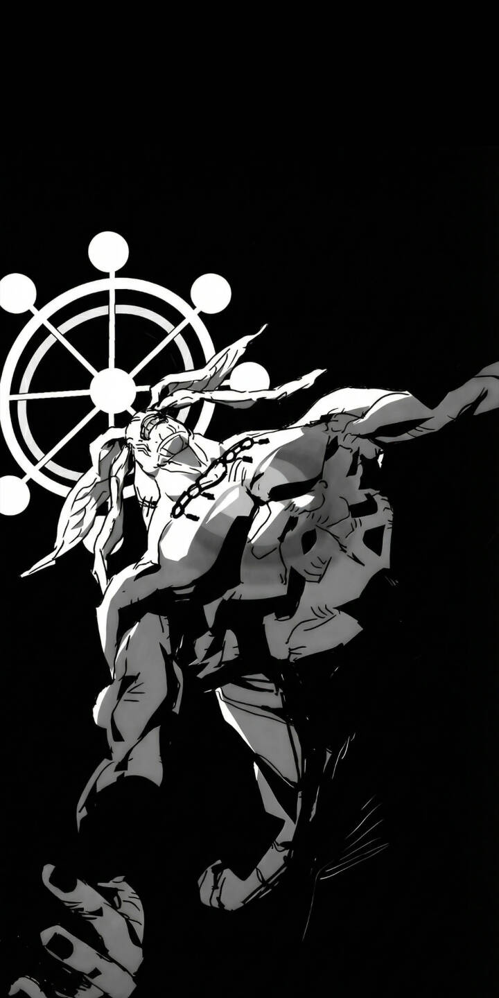 Elevate your iPhone screen with this stunning Gold Experience Requiem 4K wallpaper, featuring the Stand's powerful, chain-wrapped form and unique symbolic wheel against a dramatic, high-contrast black background. This monochromatic artwork creates an exceptional mobile wallpaper experience. | stand anime iphone jojo giorno giovanna mobile 4k wallpaper hd wallpaper jojo's bizarre adventure golden wind gold experience requiem ger Elevate your iPhone screen with this stunning Gold Experience Requiem 4K wallpaper, featuring the Stand's powerful, chain-wrapped form and unique symbolic wheel against a dramatic, high-contrast black background. This monochromatic artwork creates an exceptional mobile wallpaper experience.