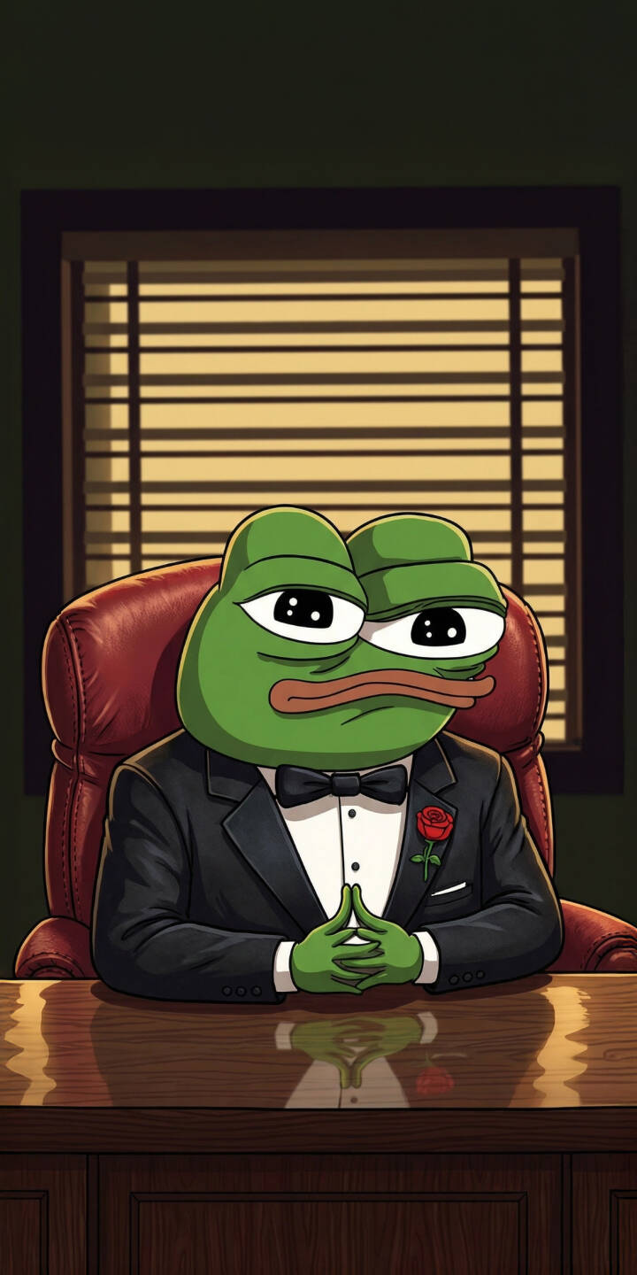 Transform your iPhone with this unique Pepe the Frog 4K wallpaper, featuring the iconic meme in a sharp tuxedo with a red rose lapel, seated behind a polished wooden desk. This sophisticated wallpaper perfectly captures Pepe's confident demeanor, making it an essential download for fans seeking a stylish and high-resolution background. | aesthetic meme funny iphone godfather frog pepe mobile 4k wallpaper hd wallpaper pepe the frog tuxedo Transform your iPhone with this unique Pepe the Frog 4K wallpaper, featuring the iconic meme in a sharp tuxedo with a red rose lapel, seated behind a polished wooden desk. This sophisticated wallpaper perfectly captures Pepe's confident demeanor, making it an essential download for fans seeking a stylish and high-resolution background.