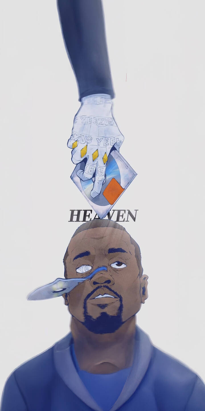 Elevate your device with this striking Kanye West Heaven 4K wallpaper, featuring a unique surrealistic portrait. This captivating wallpaper is perfect for your iPhone, showcasing a hand with 'YEEZUS YEEZY' text and the word 'HEAVEN' above Kanye's distinctively rendered face. | artist iphone kanye west mobile heaven 4k wallpaper hd wallpaper yeezy surreal ye rap music Elevate your device with this striking Kanye West Heaven 4K wallpaper, featuring a unique surrealistic portrait. This captivating wallpaper is perfect for your iPhone, showcasing a hand with 'YEEZUS YEEZY' text and the word 'HEAVEN' above Kanye's distinctively rendered face.