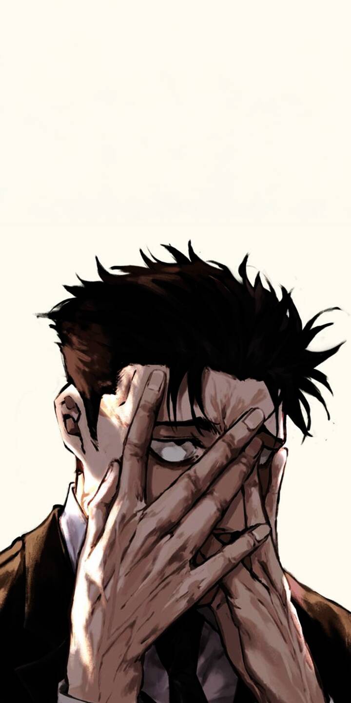 Immerse yourself in the intense emotion of this stunning 4K anime man facepalm wallpaper, perfect for your iPhone. This compelling wallpaper captures a man with dark spiky hair covering his face with hands, revealing a single visible eye against a minimalist background. | iphone minimalist mobile 4k wallpaper hd wallpaper anime wallpaper dark hair manga art sad boy anime man stressed man facepalm Immerse yourself in the intense emotion of this stunning 4K anime man facepalm wallpaper, perfect for your iPhone. This compelling wallpaper captures a man with dark spiky hair covering his face with hands, revealing a single visible eye against a minimalist background.