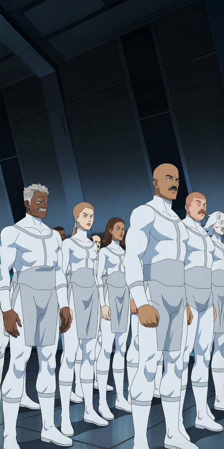 Immerse yourself in the world of Invincible with this stunning 4K wallpaper, featuring the iconic Guardians of the Globe team standing in their distinctive white and grey uniforms against a dark, structured backdrop. This high-resolution wallpaper is perfect for your iPhone, capturing the serious demeanor of the diverse group and serving as an essential download for any fan. | superhero characters iphone team comic invincible mobile 4k wallpaper hd wallpaper animated series black samson guardians of the globe Immerse yourself in the world of Invincible with this stunning 4K wallpaper, featuring the iconic Guardians of the Globe team standing in their distinctive white and grey uniforms against a dark, structured backdrop. This high-resolution wallpaper is perfect for your iPhone, capturing the serious demeanor of the diverse group and serving as an essential download for any fan.
