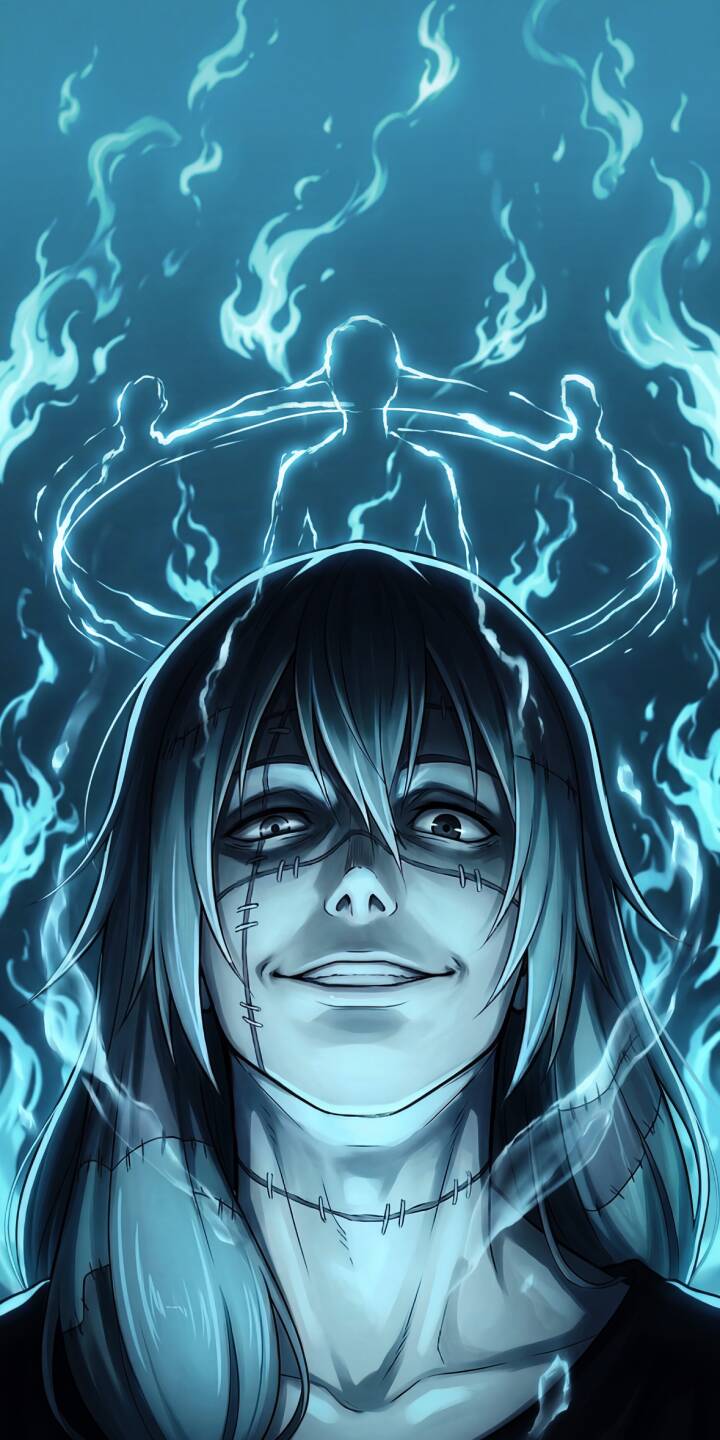Enhance your iPhone with this stunning Mahito Jujutsu Kaisen 4K wallpaper, featuring the mischievous character with his iconic facial stitches and surrounded by ethereal blue flames and ghostly human silhouettes. This captivating wallpaper perfectly captures Mahito's sinister charm. | manga iphone curse mobile 4k wallpaper hd wallpaper blue flames anime wallpaper jujutsu kaisen jjk mahito evil smile Enhance your iPhone with this stunning Mahito Jujutsu Kaisen 4K wallpaper, featuring the mischievous character with his iconic facial stitches and surrounded by ethereal blue flames and ghostly human silhouettes. This captivating wallpaper perfectly captures Mahito's sinister charm.