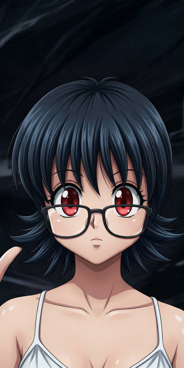 Shizuku Murasaki's piercing red eyes and iconic glasses draw you into this detailed 4K wallpaper, featuring her dark short hair against a subtle background — an essential Hunter x Hunter wallpaper for iPhone users. | glasses anime iphone wallpaper shizuku red eyes mobile shizuku murasaki 4k wallpaper hd wallpaper hunter x hunter hxh Shizuku Murasaki's piercing red eyes and iconic glasses draw you into this detailed 4K wallpaper, featuring her dark short hair against a subtle background — an essential Hunter x Hunter wallpaper for iPhone users.