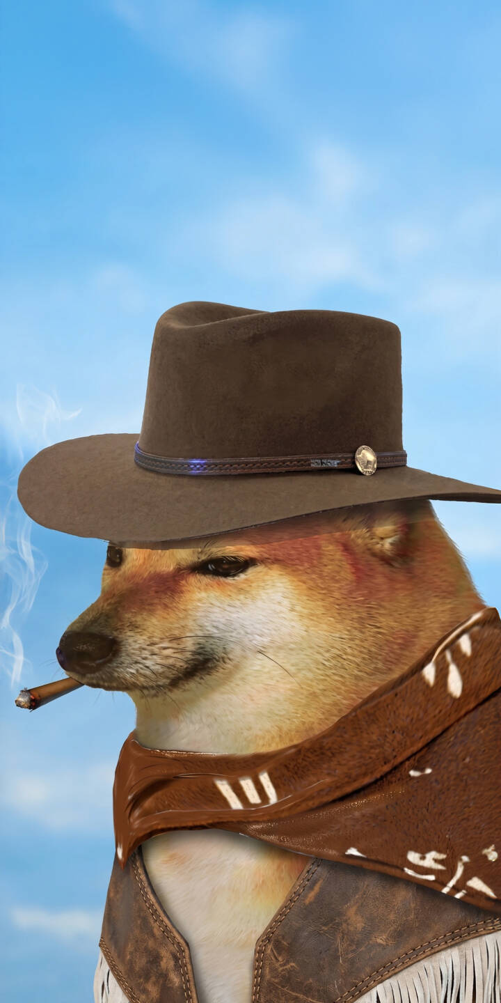 The iconic Cheems meme dog squints with a cigar puffing smoke, sporting a detailed cowboy hat and fringed vest, in this amusing 4K wallpaper — a must-have for iPhone users. | meme funny cowboy iphone doge wallpaper smoking mobile 4k wallpaper hd wallpaper western cheems The iconic Cheems meme dog squints with a cigar puffing smoke, sporting a detailed cowboy hat and fringed vest, in this amusing 4K wallpaper — a must-have for iPhone users.