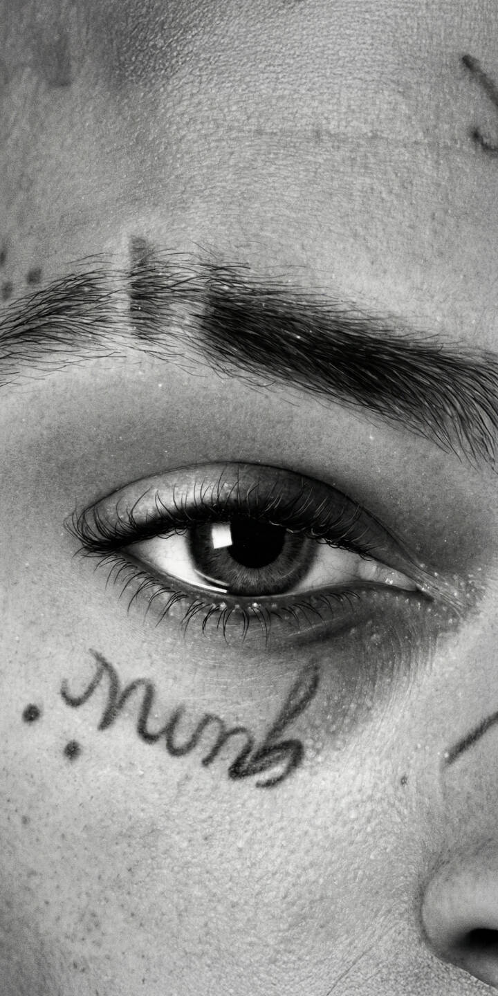 The striking close-up of XXXTentacion's eye captures the iconic 'numb' facial tattoo and intricate eyelashes in vivid black and white for this intense 4K wallpaper. This captivating wallpaper is a perfect fit for iPhone users seeking a powerful visual tribute. | aesthetic rapper portrait xxxtentacion iphone wallpaper black and white close up mobile 4k wallpaper hd wallpaper numb tattoo The striking close-up of XXXTentacion's eye captures the iconic 'numb' facial tattoo and intricate eyelashes in vivid black and white for this intense 4K wallpaper. This captivating wallpaper is a perfect fit for iPhone users seeking a powerful visual tribute.