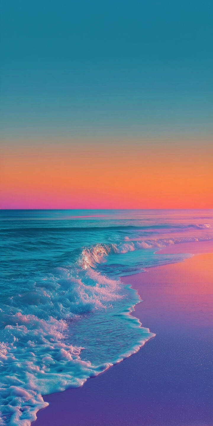 Foamy turquoise waves crash gently onto a pastel purple shore, illuminated by a breathtaking gradient sky transitioning from blue to fiery orange in this vibrant 4K wallpaper. This captivating landscape is the perfect iPhone wallpaper for adding a serene and colorful touch. | aesthetic sunset beach iphone nature ocean wallpaper pastel gradient mobile 4k wallpaper hd wallpaper Foamy turquoise waves crash gently onto a pastel purple shore, illuminated by a breathtaking gradient sky transitioning from blue to fiery orange in this vibrant 4K wallpaper. This captivating landscape is the perfect iPhone wallpaper for adding a serene and colorful touch.