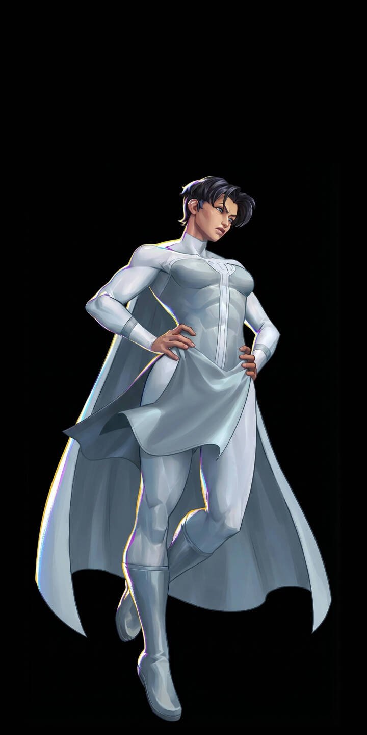 Subtle rainbow refractions shimmer along the flowing white cape of the muscular White Vigilante, captured in a striking confident pose in this 4K wallpaper. Her sleek white suit and stern expression create a powerful wallpaper, perfect for any iPhone looking for a heroic aesthetic. | aesthetic superhero iphone wallpaper white suit mobile comic art powerful 4k wallpaper hd wallpaper heroine white vigilante Subtle rainbow refractions shimmer along the flowing white cape of the muscular White Vigilante, captured in a striking confident pose in this 4K wallpaper. Her sleek white suit and stern expression create a powerful wallpaper, perfect for any iPhone looking for a heroic aesthetic.