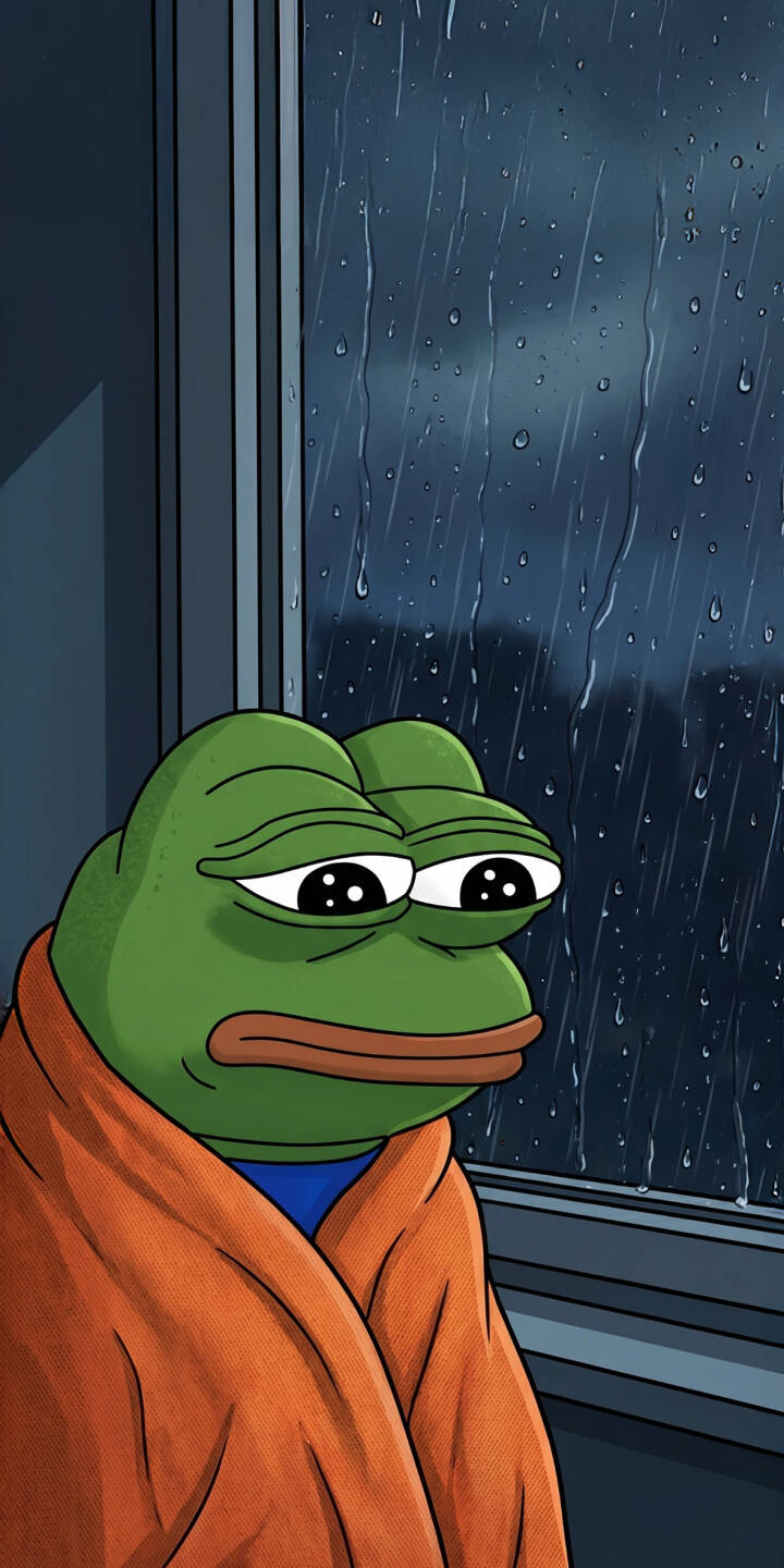 Rain streaks heavily down the window as a melancholic Pepe, wrapped in a cozy orange blanket, gazes pensively outward in this evocative 4K wallpaper. This deeply atmospheric wallpaper is perfect for personalizing your iPhone. | cartoon meme rain iphone wallpaper pepe mobile 4k wallpaper hd wallpaper pepe frog melancholy sadge Rain streaks heavily down the window as a melancholic Pepe, wrapped in a cozy orange blanket, gazes pensively outward in this evocative 4K wallpaper. This deeply atmospheric wallpaper is perfect for personalizing your iPhone.