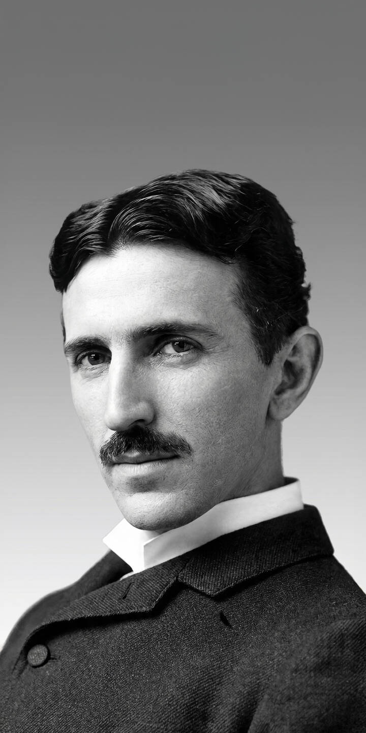 The piercing gaze and distinctive mustache of Nikola Tesla are captured with sharp clarity in this timeless black and white 4K wallpaper, making it an essential wallpaper for iPhone users who admire historical figures and groundbreaking innovation. | portrait classic iphone historic wallpaper black and white mobile 4k wallpaper hd wallpaper scientist nikola tesla inventor The piercing gaze and distinctive mustache of Nikola Tesla are captured with sharp clarity in this timeless black and white 4K wallpaper, making it an essential wallpaper for iPhone users who admire historical figures and groundbreaking innovation.