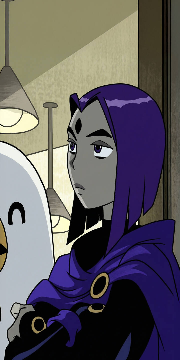 Raven's characteristic stoic expression and deep purple cloak shine in this captivating 4K wallpaper, making it an essential Raven wallpaper for your iPhone. Her iconic look is perfectly captured as she stands with crossed arms, radiating a quiet, brooding intensity. | cartoon gothic iphone wallpaper teen titans mobile 4k wallpaper hd wallpaper dc comics brooding raven Raven's characteristic stoic expression and deep purple cloak shine in this captivating 4K wallpaper, making it an essential Raven wallpaper for your iPhone. Her iconic look is perfectly captured as she stands with crossed arms, radiating a quiet, brooding intensity.