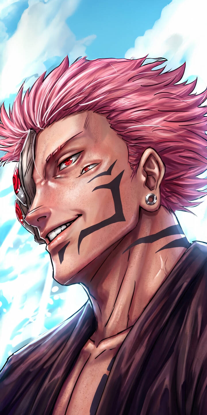 Sukuna's unsettling grin and piercing red eyes dominate this vibrant 4K wallpaper, featuring his iconic pink hair, intricate facial markings, and a demonic half-mask. This dynamic Jujutsu Kaisen wallpaper for iPhone captures the formidable King of Curses surrounded by a faint blue aura. | dark anime iphone wallpaper sukuna mobile ryomen sukuna 4k wallpaper hd wallpaper menacing demonic jujutsu kaisen Sukuna's unsettling grin and piercing red eyes dominate this vibrant 4K wallpaper, featuring his iconic pink hair, intricate facial markings, and a demonic half-mask. This dynamic Jujutsu Kaisen wallpaper for iPhone captures the formidable King of Curses surrounded by a faint blue aura.