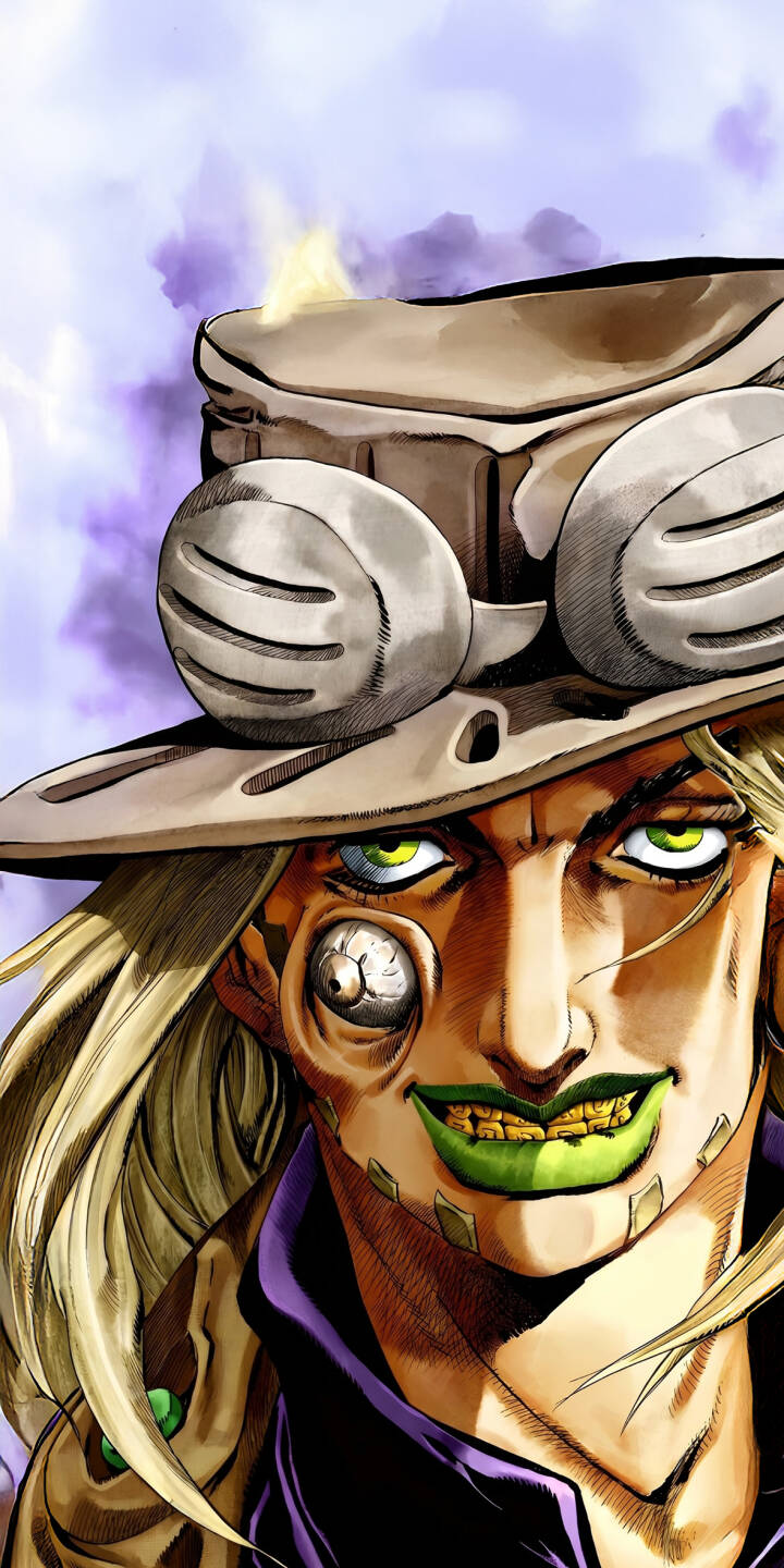 Gyro Zeppeli's intense green eyes and signature vivid green lips stand out prominently in this striking 4K wallpaper, featuring his distinct hat and goggles against a stylized purple background. This unique JoJo's Bizarre Adventure wallpaper is an essential download for iPhone users who appreciate the character's iconic design. | aesthetic anime iphone wallpaper jojo mobile 4k wallpaper hd wallpaper gyro zeppeli steel ball run jojo bizarre adventure green lips Gyro Zeppeli's intense green eyes and signature vivid green lips stand out prominently in this striking 4K wallpaper, featuring his distinct hat and goggles against a stylized purple background. This unique JoJo's Bizarre Adventure wallpaper is an essential download for iPhone users who appreciate the character's iconic design.