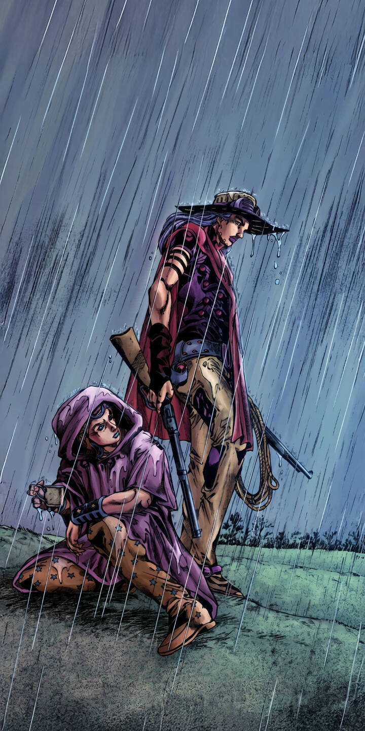 Rain streams down on Jolyne Cujoh, a rifle clutched in her hand, as Foo Fighters huddles at her feet in this somber 4K comic art wallpaper — an evocative mood wallpaper perfect for your iPhone. | rain iphone wallpaper mobile comic art 4k wallpaper hd wallpaper jojo bizarre adventure melancholy jolyne cujoh stone ocean foo fighters Rain streams down on Jolyne Cujoh, a rifle clutched in her hand, as Foo Fighters huddles at her feet in this somber 4K comic art wallpaper — an evocative mood wallpaper perfect for your iPhone.