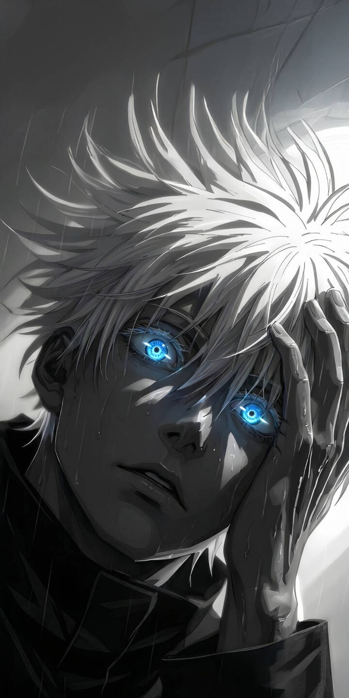 Satoru Gojo's electric blue Six Eyes pierce through the dark monochrome aesthetic, highlighting his intense focus in this striking 4K wallpaper for iPhone. This powerful image is a captivating Jujutsu Kaisen wallpaper showcasing Gojo with wet, spiky hair. | anime iphone wallpaper gojo blue eyes mobile 4k wallpaper hd wallpaper dark aesthetic jujutsu kaisen satoru gojo six eyes Satoru Gojo's electric blue Six Eyes pierce through the dark monochrome aesthetic, highlighting his intense focus in this striking 4K wallpaper for iPhone. This powerful image is a captivating Jujutsu Kaisen wallpaper showcasing Gojo with wet, spiky hair.
