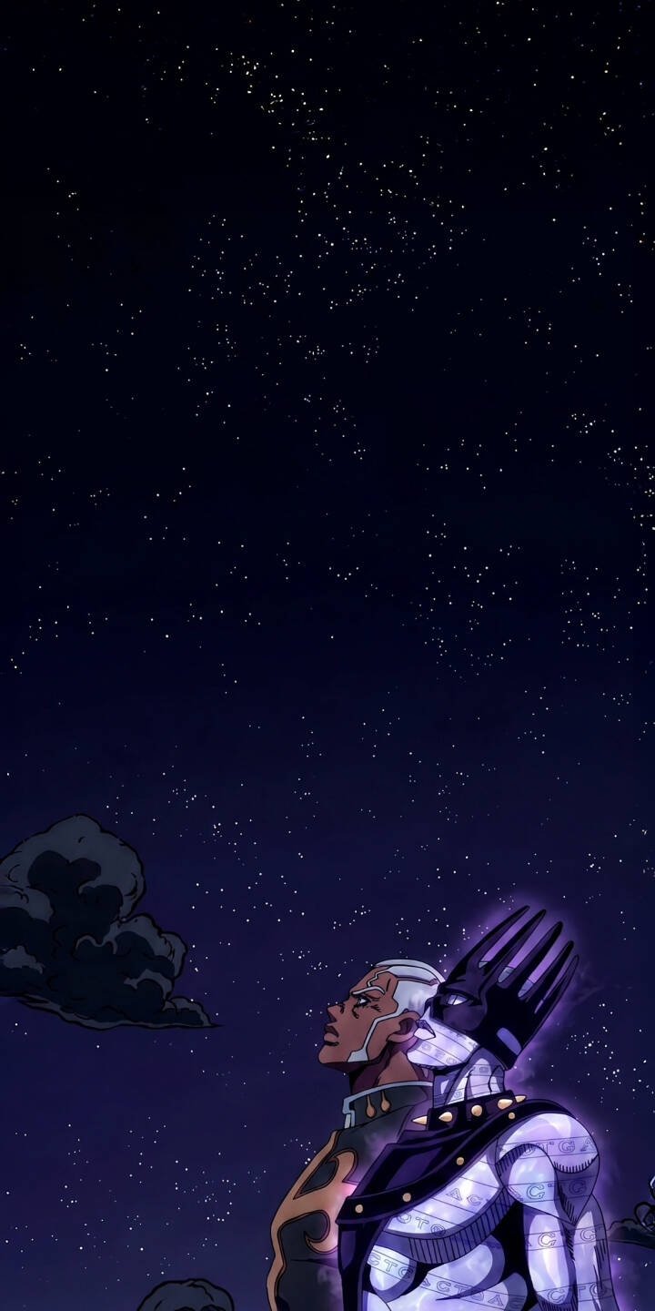 Under a vast, twinkling night sky, Enrico Pucci looks upward intently alongside his powerful Stand, Whitesnake, in this striking 4K wallpaper perfect for iPhone users. This atmospheric wallpaper showcases the iconic Jojo's character in a moment of cosmic reflection. | anime iphone villain wallpaper jojo starry night mobile 4k wallpaper hd wallpaper cosmic whitesnake enrico pucci Under a vast, twinkling night sky, Enrico Pucci looks upward intently alongside his powerful Stand, Whitesnake, in this striking 4K wallpaper perfect for iPhone users. This atmospheric wallpaper showcases the iconic Jojo's character in a moment of cosmic reflection.