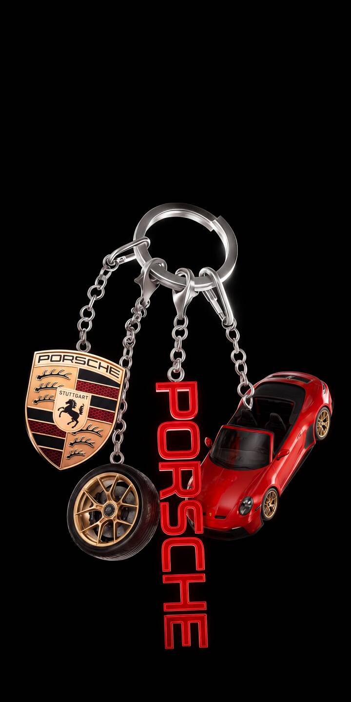 Striking golden details on the iconic Porsche crest emblem shine alongside a vibrant red miniature sports car, suspended from a gleaming keychain in this stunning 4K wallpaper. This luxury wallpaper for iPhone captures the essence of Porsche's brand, perfect for enthusiasts. | car sports car emblem iphone porsche wallpaper keychain mobile luxury car red car 4k wallpaper hd wallpaper Striking golden details on the iconic Porsche crest emblem shine alongside a vibrant red miniature sports car, suspended from a gleaming keychain in this stunning 4K wallpaper. This luxury wallpaper for iPhone captures the essence of Porsche's brand, perfect for enthusiasts.