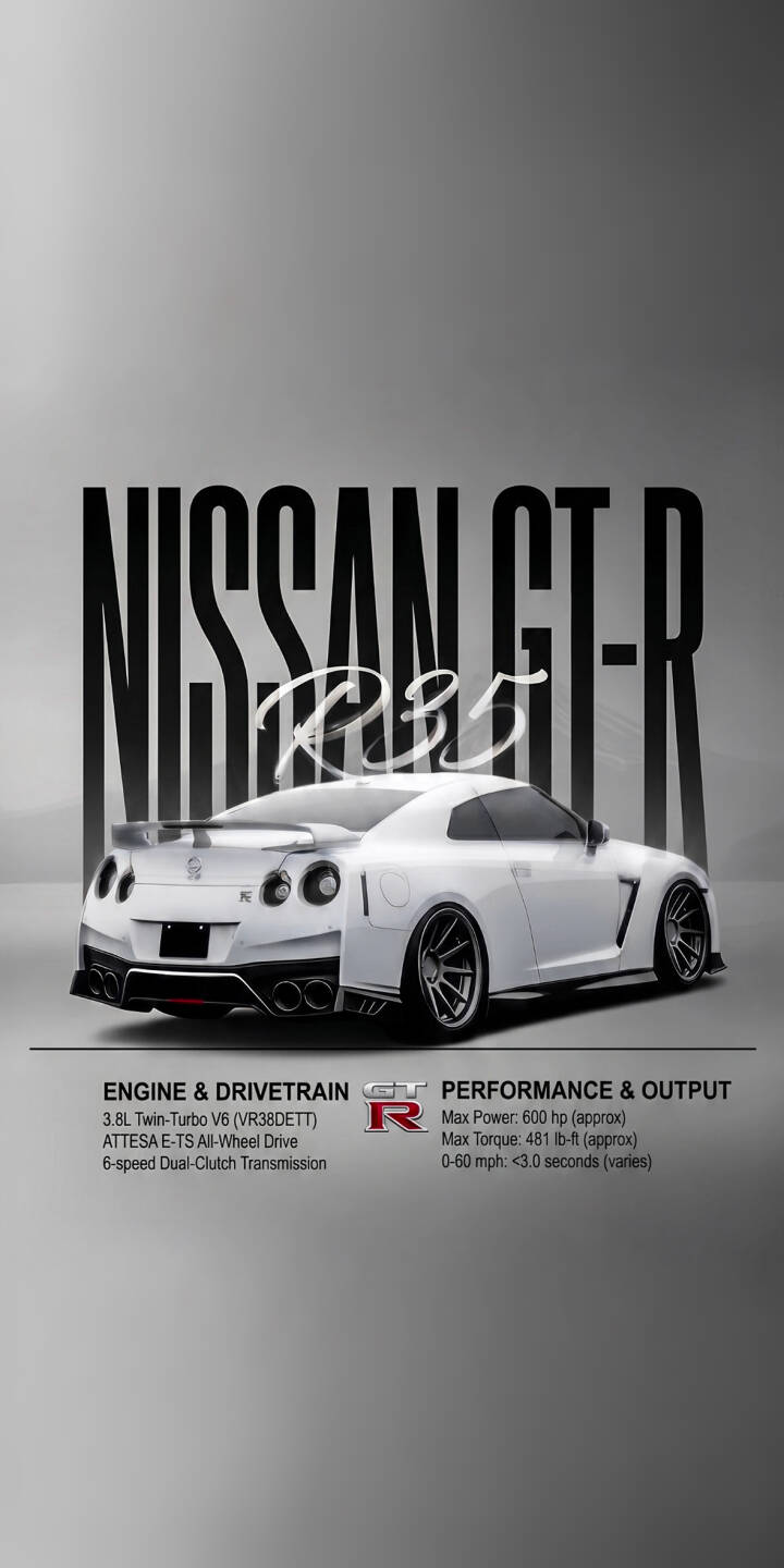 The sleek white Nissan GT-R R35 dominates this minimalist 4K wallpaper, featuring detailed engine and performance specifications and bold branding. This high-resolution wallpaper is a must-have for iPhone users who appreciate iconic sports cars. | sports car iphone minimalist wallpaper r35 mobile white car 4k wallpaper hd wallpaper automotive nissan gt-r car specs The sleek white Nissan GT-R R35 dominates this minimalist 4K wallpaper, featuring detailed engine and performance specifications and bold branding. This high-resolution wallpaper is a must-have for iPhone users who appreciate iconic sports cars.
