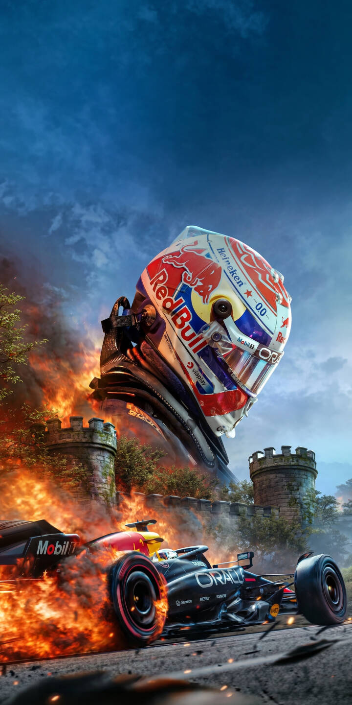 Flames erupt around the Red Bull F1 car as a colossal Max Verstappen helmet looms dramatically over ancient castle ruins in this stunning 4K wallpaper ","an epic racing wallpaper perfect for your iPhone screen. | iphone wallpaper f1 racing max verstappen formula 1 mobile 4k wallpaper hd wallpaper fiery epic red bull racing Flames erupt around the Red Bull F1 car as a colossal Max Verstappen helmet looms dramatically over ancient castle ruins in this stunning 4K wallpaper ","an epic racing wallpaper perfect for your iPhone screen.