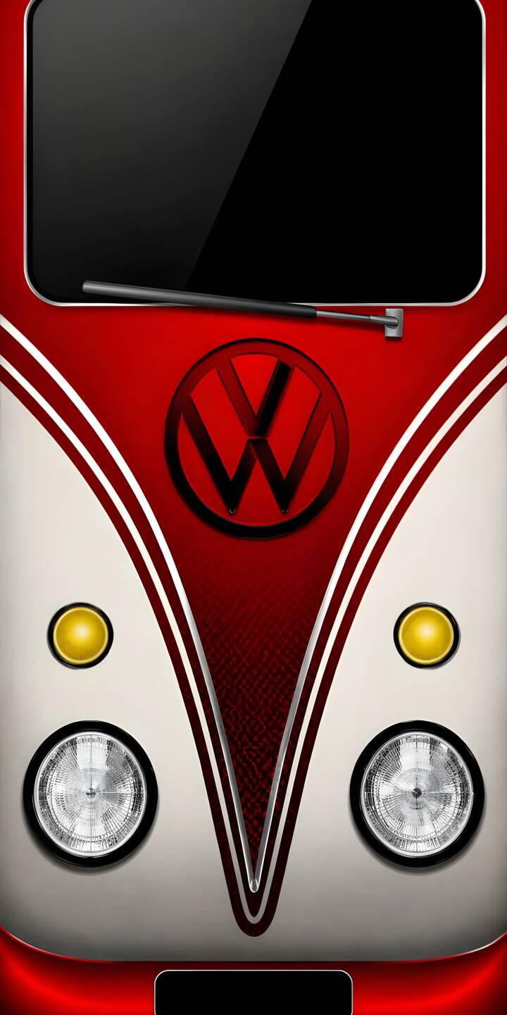 The iconic red and white two-tone design of the classic Volkswagen Bus is highlighted in this vibrant 4K wallpaper, featuring the prominent black VW logo and gleaming headlights – a perfect iPhone wallpaper for vintage car enthusiasts. | red iphone vintage retro wallpaper mobile 4k wallpaper hd wallpaper automotive camper van vw volkswagen bus The iconic red and white two-tone design of the classic Volkswagen Bus is highlighted in this vibrant 4K wallpaper, featuring the prominent black VW logo and gleaming headlights – a perfect iPhone wallpaper for vintage car enthusiasts.