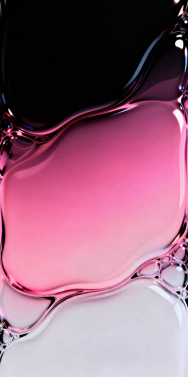 Striking pink liquid with glossy reflections flows dynamically across the frame, seamlessly transitioning from deep black to brilliant white. This abstract 4K wallpaper, featuring shimmering fluid and subtle bubble textures, makes for a captivating iPhone wallpaper. | pink aesthetic iphone abstract bubbles wallpaper gradient mobile fluid 4k wallpaper hd wallpaper glossy Striking pink liquid with glossy reflections flows dynamically across the frame, seamlessly transitioning from deep black to brilliant white. This abstract 4K wallpaper, featuring shimmering fluid and subtle bubble textures, makes for a captivating iPhone wallpaper.