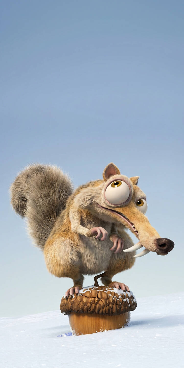 Scrat's wide, frantic eyes stare intensely as he clutches his beloved acorn on a snowy patch in this charming 4K wallpaper. This delightful wallpaper is perfect for any Ice Age fan's iPhone. | cartoon cute iphone wallpaper acorn ice age mobile squirrel 4k wallpaper hd wallpaper scrat Scrat's wide, frantic eyes stare intensely as he clutches his beloved acorn on a snowy patch in this charming 4K wallpaper. This delightful wallpaper is perfect for any Ice Age fan's iPhone.