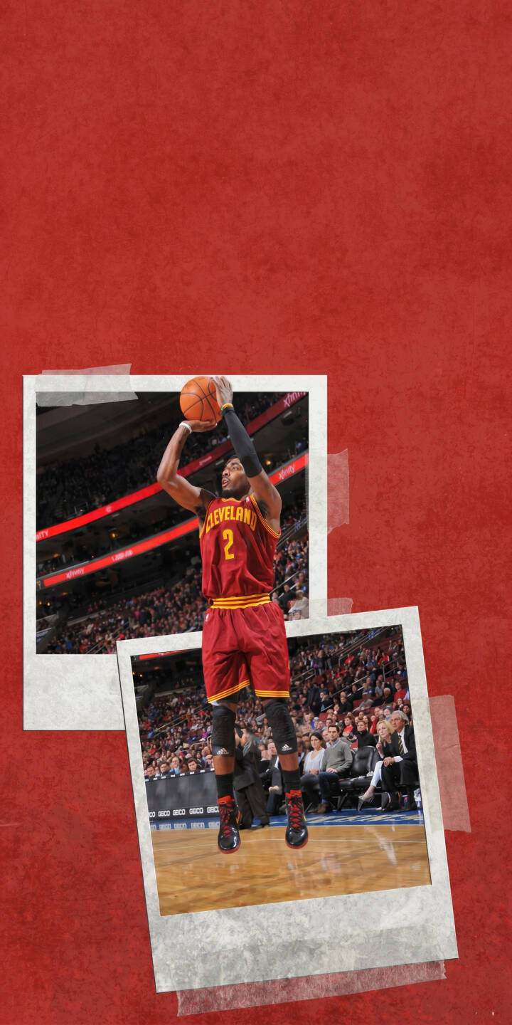 Kyrie Irving defies gravity in a dynamic mid-air jump shot, his Cleveland Cavaliers #2 jersey sharp against a textured red background in this striking 4K wallpaper. This action-packed sports wallpaper is perfect for any iPhone, capturing the intensity of game day with a unique polaroid-style overlay. | basketball nba sports kyrie irving iphone wallpaper mobile cleveland cavaliers 4k wallpaper hd wallpaper retro aesthetic jump shot Kyrie Irving defies gravity in a dynamic mid-air jump shot, his Cleveland Cavaliers #2 jersey sharp against a textured red background in this striking 4K wallpaper. This action-packed sports wallpaper is perfect for any iPhone, capturing the intensity of game day with a unique polaroid-style overlay.