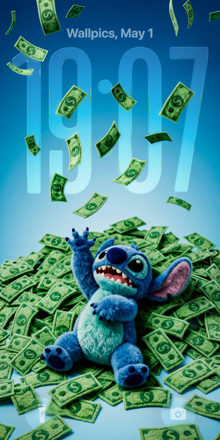 Stitch throws his arms up, overwhelmed by a joyful shower of cash, in this fun 4K wallpaper. Buried happily under a vast pile of crisp dollar bills against a vibrant blue sky, this playful Stitch wallpaper is perfect for any iPhone user. | disney cash money stitch cute iphone rich wallpaper lilo and stitch mobile 4k wallpaper hd wallpaper Stitch throws his arms up, overwhelmed by a joyful shower of cash, in this fun 4K wallpaper. Buried happily under a vast pile of crisp dollar bills against a vibrant blue sky, this playful Stitch wallpaper is perfect for any iPhone user.