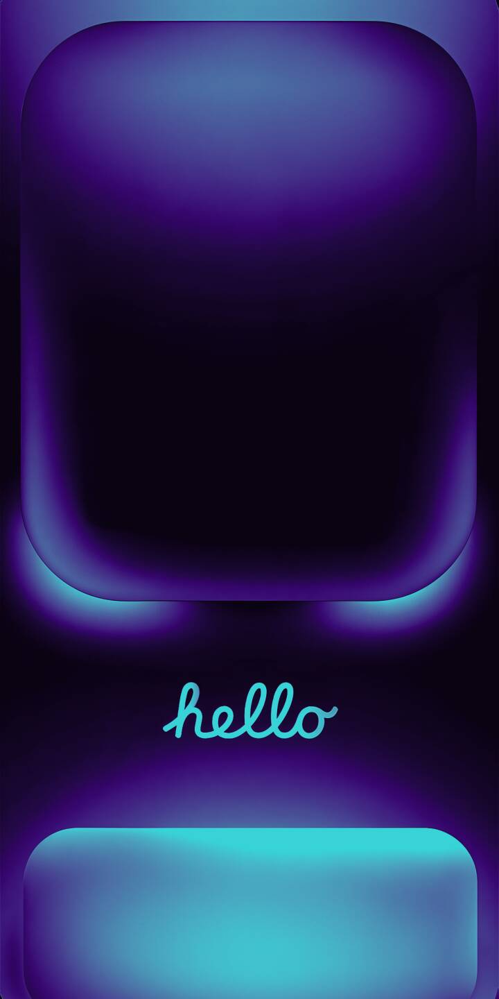 A radiant cyan 'hello' message greets the user above a glowing purple and teal Dynamic Island abstract, creating a sophisticated 4K wallpaper. This stunning minimalist wallpaper is perfectly tailored for iPhone screens. | iphone dynamic island abstract minimalist wallpaper hello mobile 4k wallpaper hd wallpaper dark aesthetic neon glow A radiant cyan 'hello' message greets the user above a glowing purple and teal Dynamic Island abstract, creating a sophisticated 4K wallpaper. This stunning minimalist wallpaper is perfectly tailored for iPhone screens.