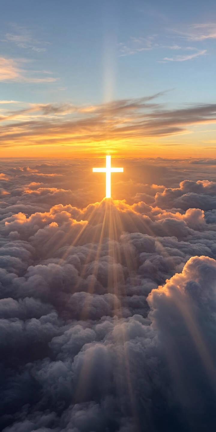 A radiant cross glows brilliantly from within a vivid sunset sky, casting beams of light across a majestic sea of clouds in this breathtaking 4K wallpaper, ideal for any iPhone screen. | sunset cross religious iphone clouds wallpaper spiritual mobile 4k wallpaper hd wallpaper divine hope A radiant cross glows brilliantly from within a vivid sunset sky, casting beams of light across a majestic sea of clouds in this breathtaking 4K wallpaper, ideal for any iPhone screen.