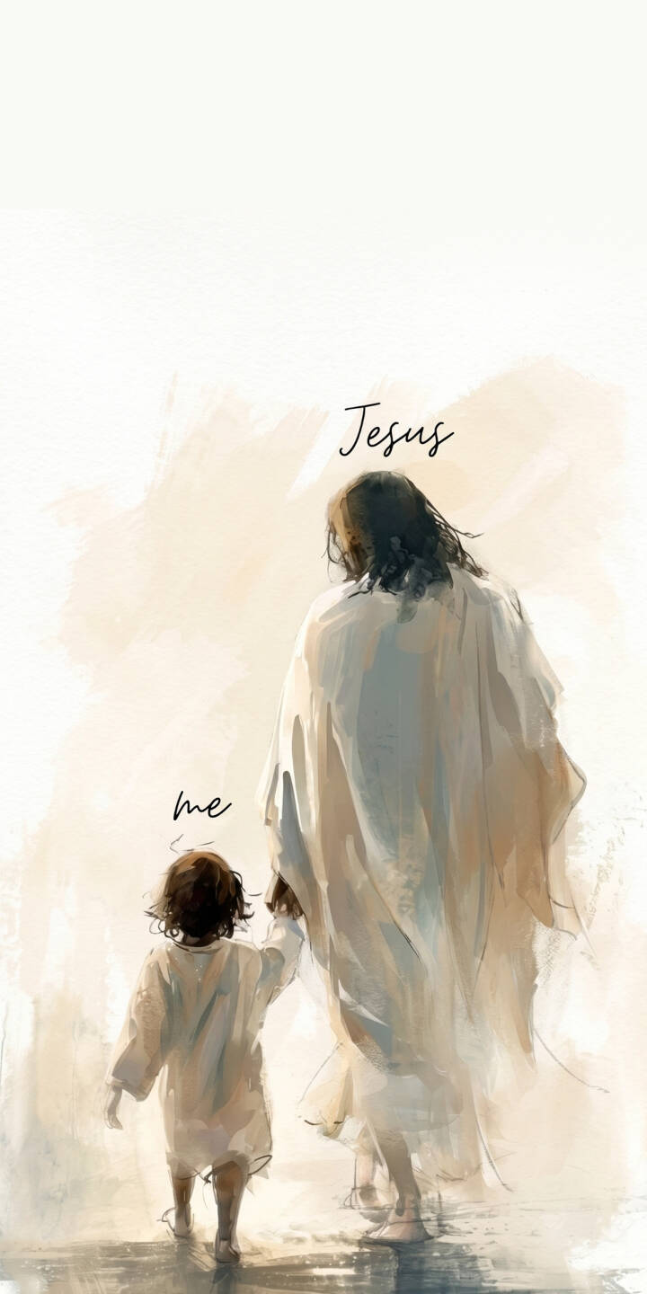 The gentle, painterly strokes depict Jesus from behind, holding the hand of a small child as they walk forward, conveying a sense of divine guidance and protection in this serene 4K wallpaper — a truly spiritual wallpaper for iPhone. | aesthetic child comfort iphone wallpaper jesus spiritual mobile 4k wallpaper hd wallpaper divine christ The gentle, painterly strokes depict Jesus from behind, holding the hand of a small child as they walk forward, conveying a sense of divine guidance and protection in this serene 4K wallpaper — a truly spiritual wallpaper for iPhone.