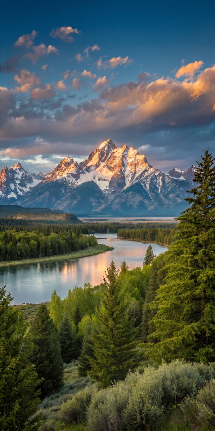Golden light illuminates the majestic, snow-capped peaks of the Grand Teton range, casting a stunning reflection on the winding Snake River below in this breathtaking 4K nature wallpaper - an essential iPhone wallpaper for landscape enthusiasts. | landscape forest river iphone nature mountains wallpaper mobile golden hour 4k wallpaper hd wallpaper grand teton Golden light illuminates the majestic, snow-capped peaks of the Grand Teton range, casting a stunning reflection on the winding Snake River below in this breathtaking 4K nature wallpaper - an essential iPhone wallpaper for landscape enthusiasts.